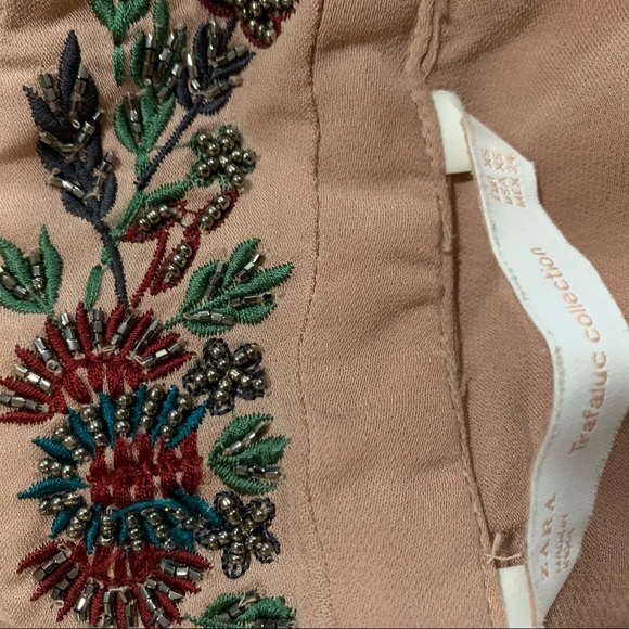 Zara | Tops | Zara Trafaluc Pink Embroidery Design Collar Blouse | Poshmark